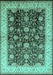 Machine Washable Oriental Turquoise Traditional Area Rugs, wshurb702turq