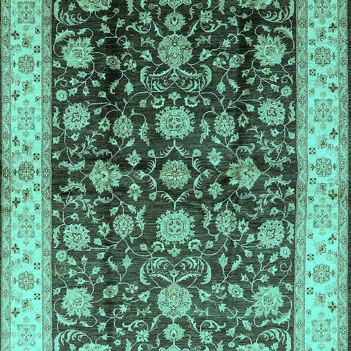 Machine Washable Oriental Turquoise Traditional Area Rugs, wshurb702turq