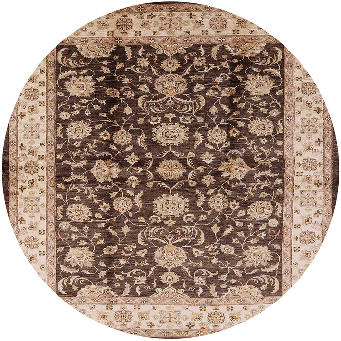 Round Machine Washable Industrial Modern Red Brown Rug, wshurb702