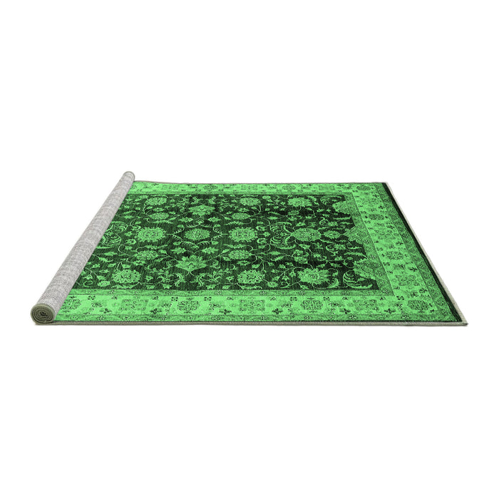 Sideview of Machine Washable Oriental Emerald Green Traditional Area Rugs, wshurb702emgrn