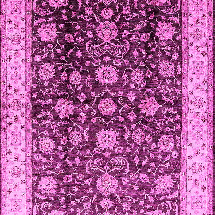 Machine Washable Oriental Pink Traditional Rug, wshurb702pnk