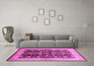 Machine Washable Oriental Pink Traditional Rug in a Living Room, wshurb702pnk