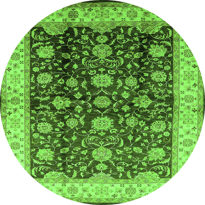 Round Oriental Green Traditional Rug, urb702grn