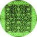 Round Oriental Green Traditional Rug, urb702grn