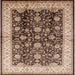 Square Mid-Century Modern Red Brown Oriental Rug, urb702
