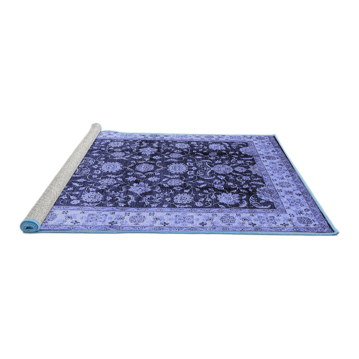 Sideview of Machine Washable Oriental Blue Traditional Rug, wshurb702blu