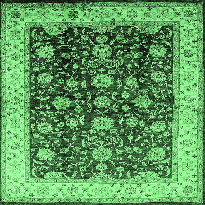 Square Oriental Emerald Green Traditional Rug, urb702emgrn