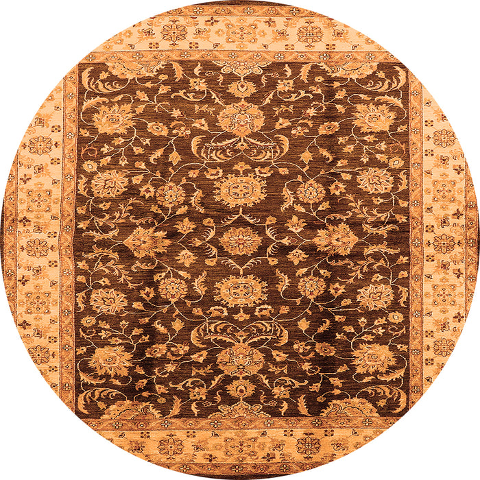Round Oriental Orange Traditional Rug, urb702org