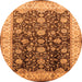 Round Oriental Orange Traditional Rug, urb702org