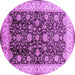 Round Oriental Purple Traditional Rug, urb702pur
