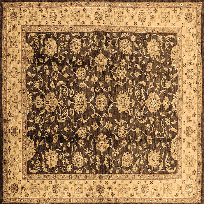 Square Machine Washable Oriental Brown Traditional Rug, wshurb702brn
