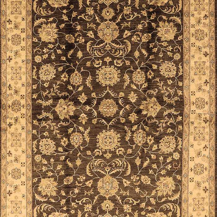 Machine Washable Oriental Brown Traditional Rug, wshurb702brn