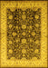 Machine Washable Oriental Yellow Traditional Rug, wshurb702yw