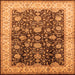 Square Machine Washable Oriental Orange Traditional Area Rugs, wshurb702org