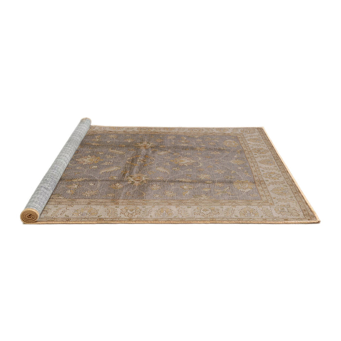 Sideview of Machine Washable Industrial Modern Dark Almond Brown Rug, wshurb703