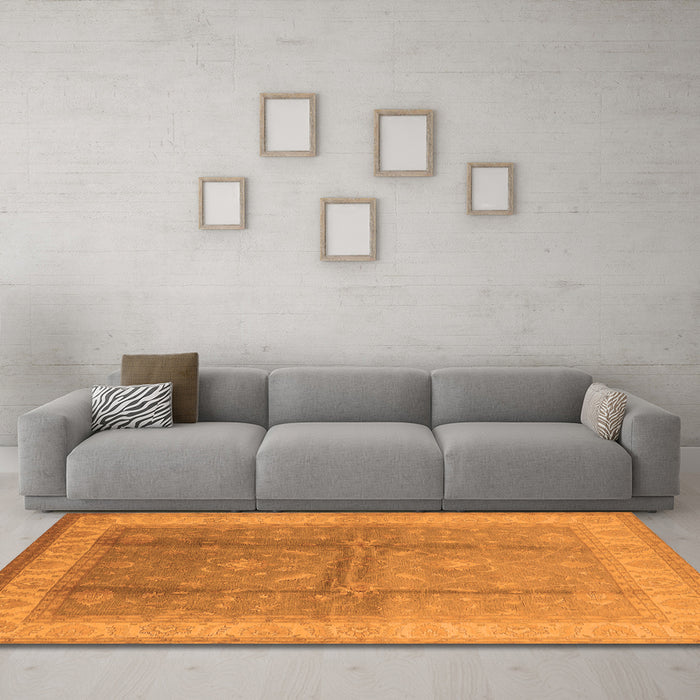 Machine Washable Oriental Orange Traditional Area Rugs in a Living Room, wshurb703org