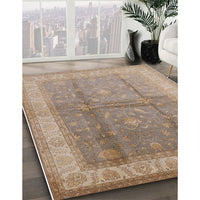 Mid-Century Modern Dark Almond Brown Oriental Rug, urb703