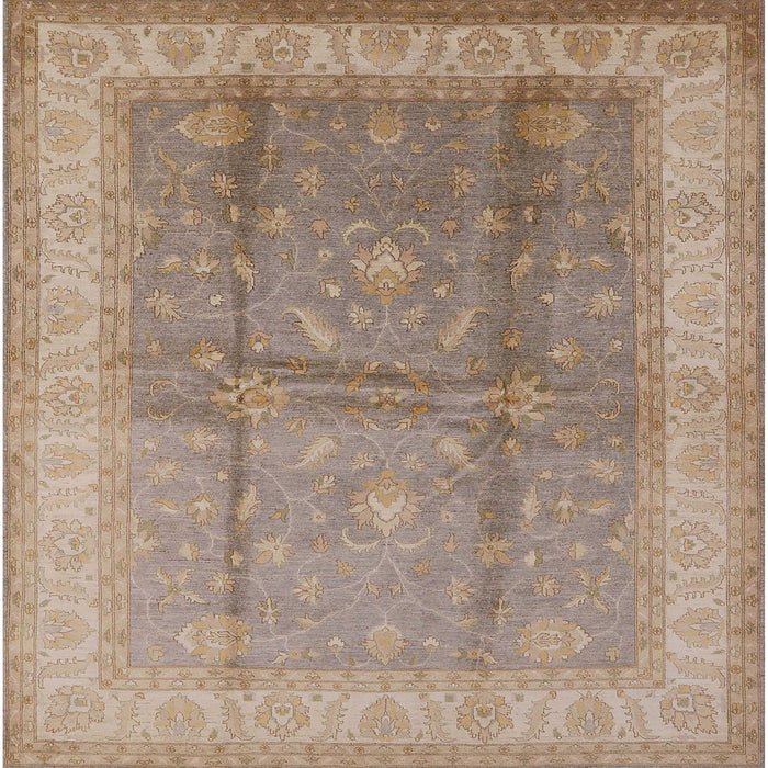 Square Mid-Century Modern Dark Almond Brown Oriental Rug, urb703