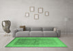 Machine Washable Oriental Emerald Green Traditional Area Rugs in a Living Room,, wshurb703emgrn