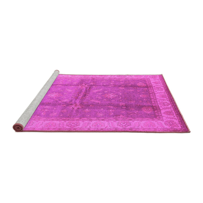 Sideview of Machine Washable Oriental Pink Traditional Rug, wshurb703pnk