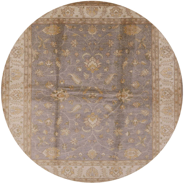 Round Mid-Century Modern Dark Almond Brown Oriental Rug, urb703
