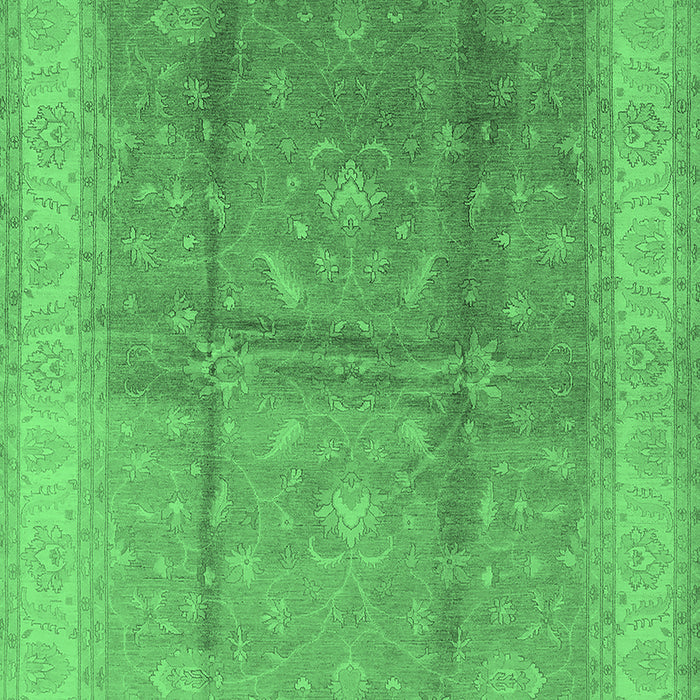 Machine Washable Oriental Emerald Green Traditional Area Rugs, wshurb703emgrn