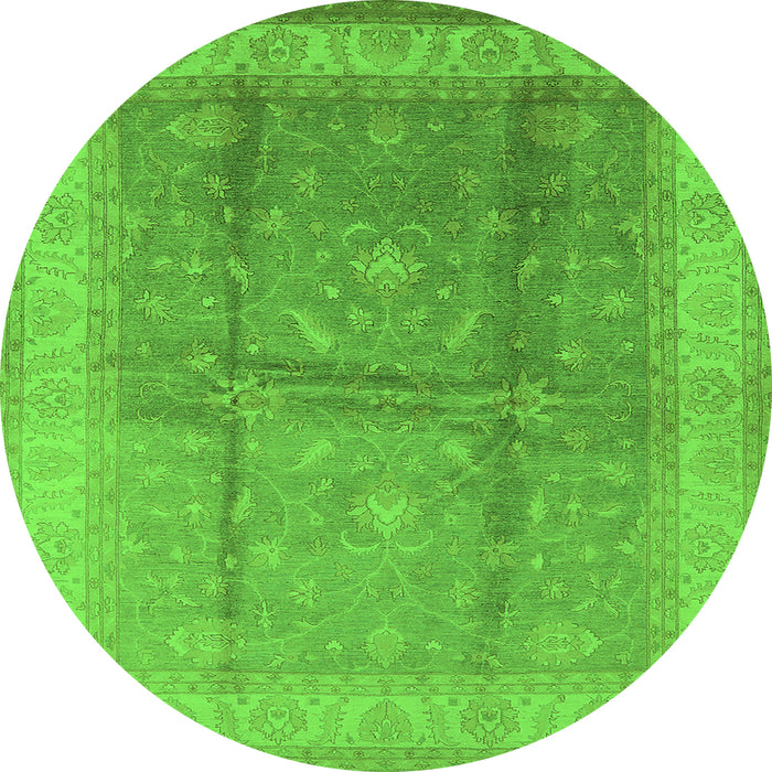 Round Oriental Green Traditional Rug, urb703grn