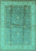 Machine Washable Oriental Turquoise Traditional Area Rugs, wshurb703turq