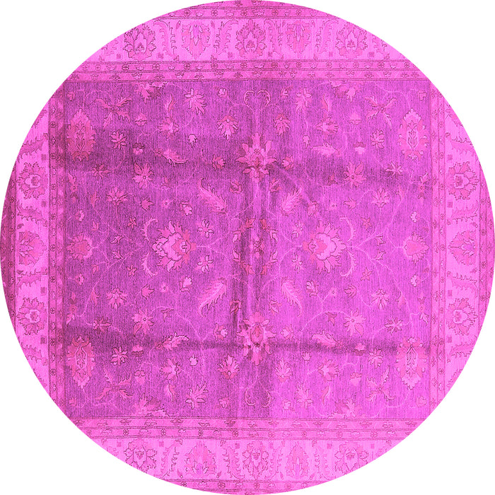 Round Machine Washable Oriental Pink Traditional Rug, wshurb703pnk