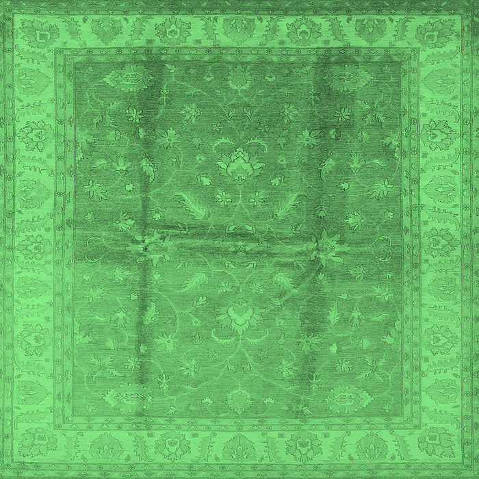 Square Oriental Emerald Green Traditional Rug, urb703emgrn