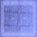 Square Machine Washable Oriental Blue Traditional Rug, wshurb703blu
