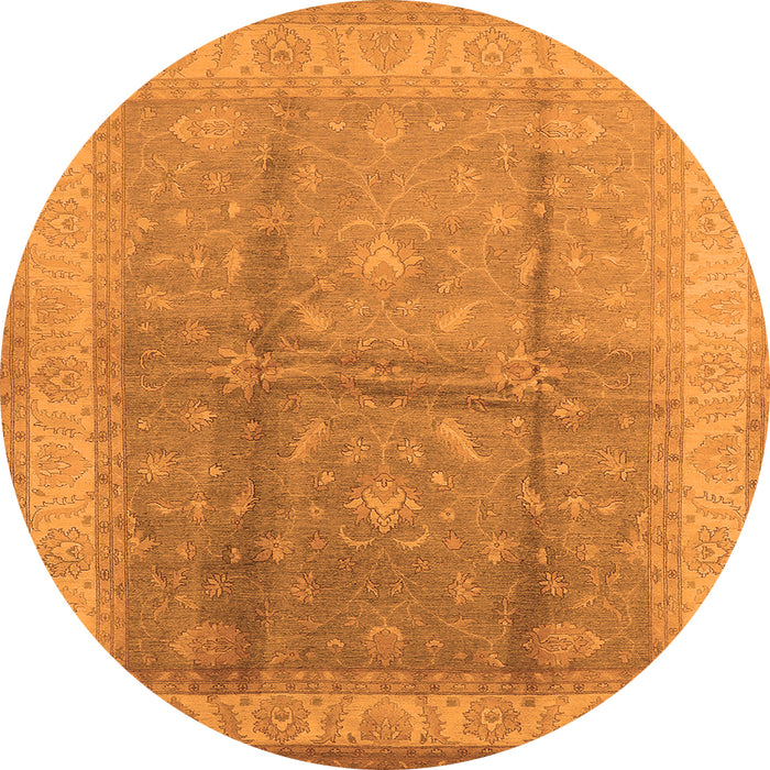 Round Machine Washable Oriental Orange Traditional Area Rugs, wshurb703org