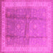 Square Machine Washable Oriental Pink Traditional Rug, wshurb703pnk