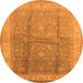 Round Oriental Orange Traditional Rug, urb703org