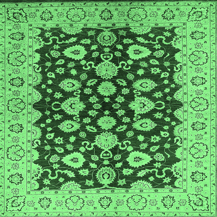 Square Machine Washable Oriental Emerald Green Traditional Area Rugs, wshurb704emgrn