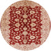 Round Machine Washable Industrial Modern Pastel Orange Rug, wshurb704