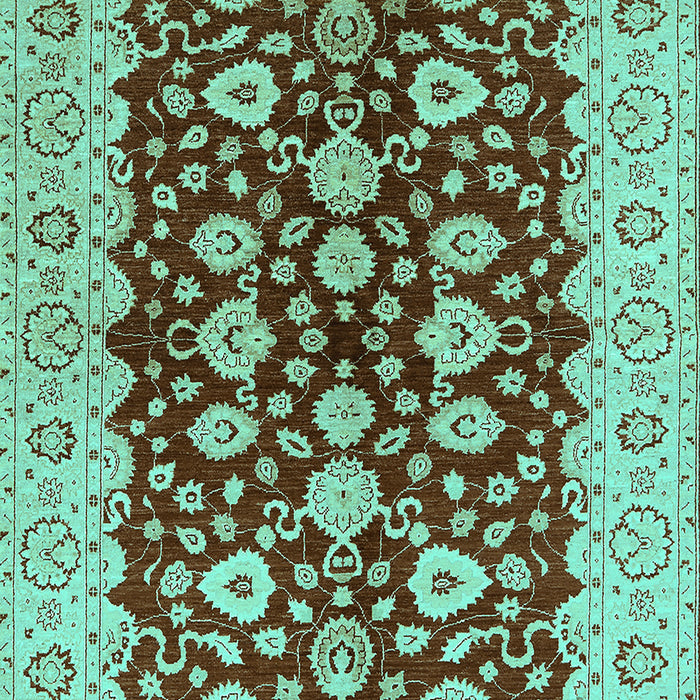 Machine Washable Oriental Turquoise Traditional Area Rugs, wshurb704turq