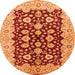 Round Oriental Orange Traditional Rug, urb704org