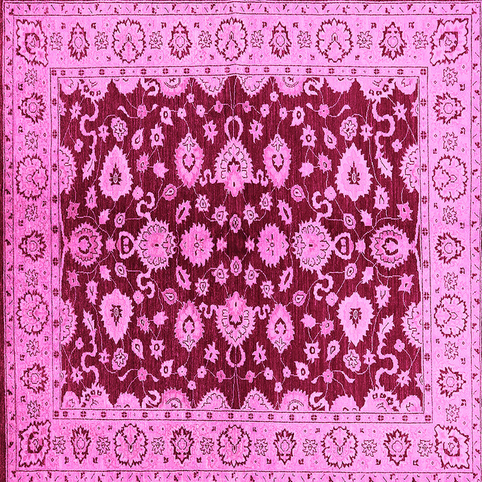 Square Machine Washable Oriental Pink Traditional Rug, wshurb704pnk