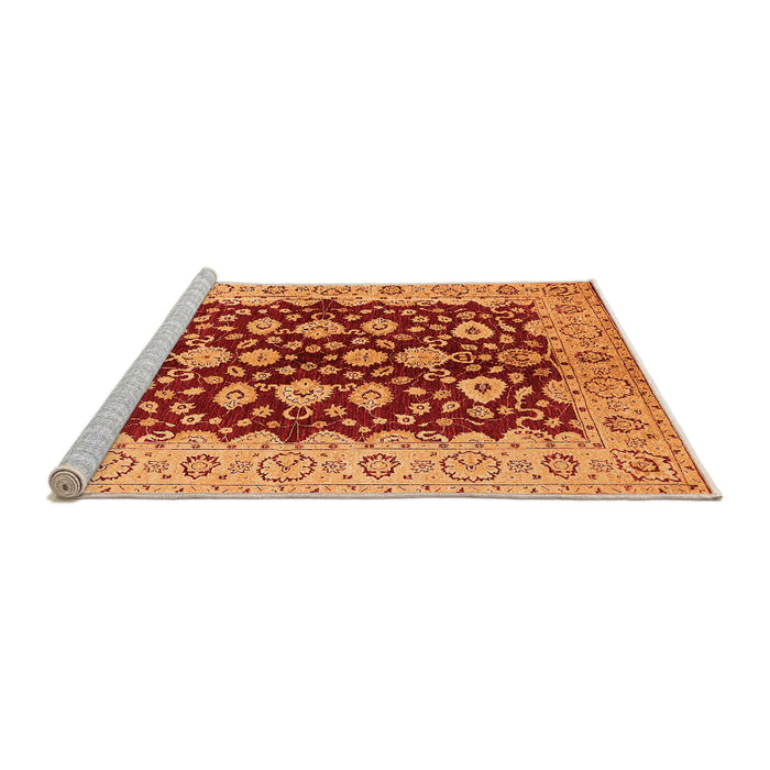 Sideview of Machine Washable Oriental Orange Traditional Area Rugs, wshurb704org