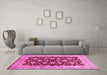 Machine Washable Oriental Pink Traditional Rug in a Living Room, wshurb704pnk