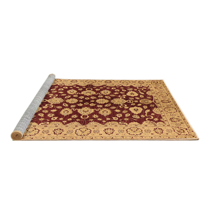 Sideview of Machine Washable Oriental Brown Traditional Rug, wshurb704brn