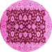 Round Oriental Pink Traditional Rug, urb704pnk