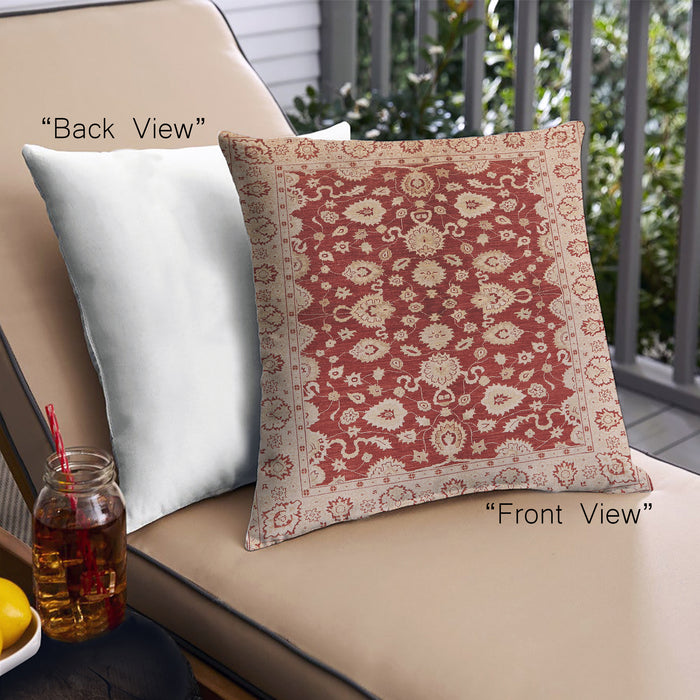 Front View of Mid-Century Modern Urban Square Pastel Orange Throw Pillow, 18 inch by 18 inch, pwurb704