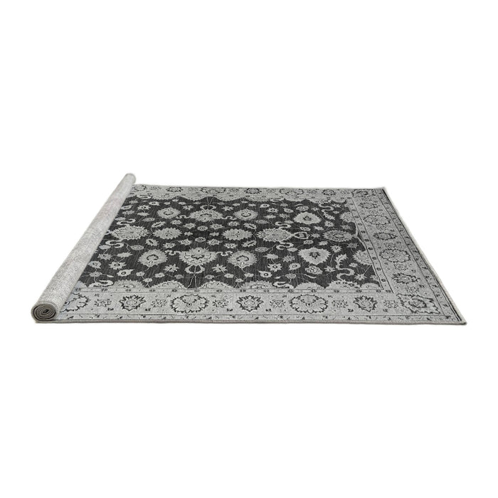 Sideview of Machine Washable Oriental Gray Traditional Rug, wshurb704gry