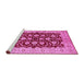 Sideview of Machine Washable Oriental Pink Traditional Rug, wshurb704pnk