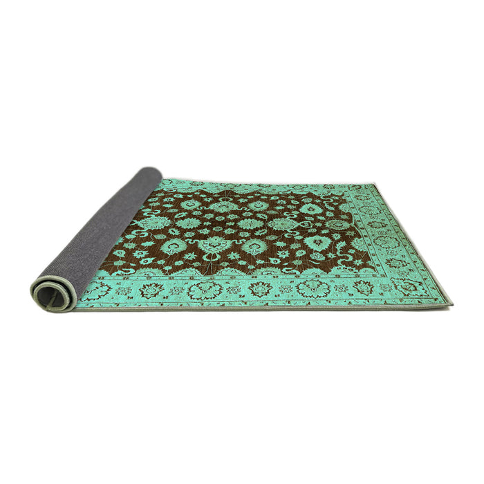 Sideview of Oriental Turquoise Traditional Rug, urb704turq