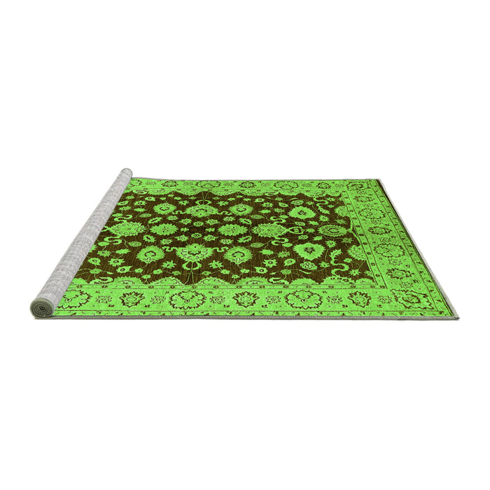 Sideview of Machine Washable Oriental Green Traditional Area Rugs, wshurb704grn