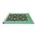 Sideview of Machine Washable Oriental Turquoise Traditional Area Rugs, wshurb704turq