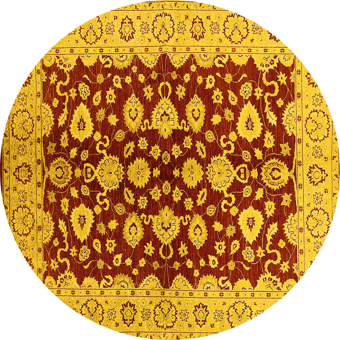 Round Oriental Yellow Traditional Rug, urb704yw
